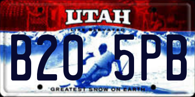 UT license plate B205PB