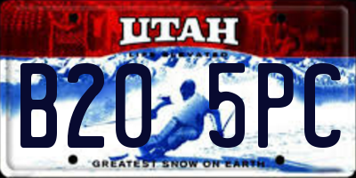 UT license plate B205PC