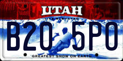 UT license plate B205PO