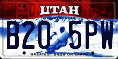 UT license plate B205PW