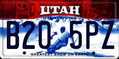 UT license plate B205PZ