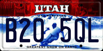 UT license plate B205QL