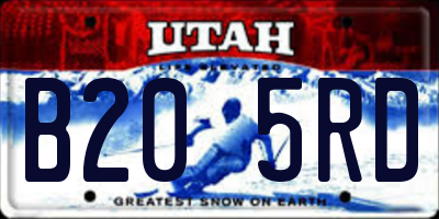 UT license plate B205RD