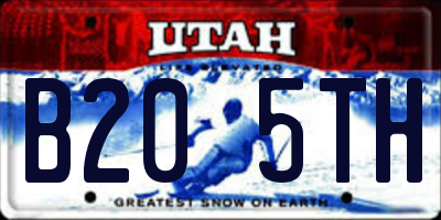 UT license plate B205TH
