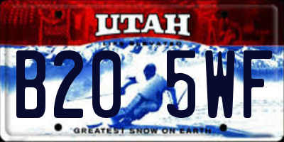 UT license plate B205WF