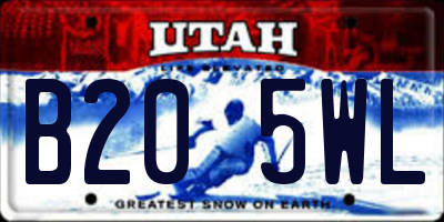 UT license plate B205WL