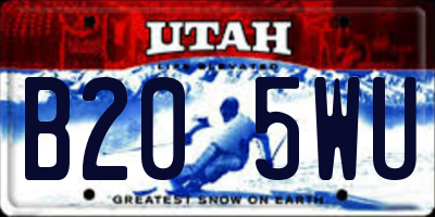 UT license plate B205WU