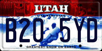 UT license plate B205YD