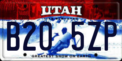 UT license plate B205ZP