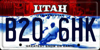 UT license plate B206HK