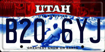 UT license plate B206YJ