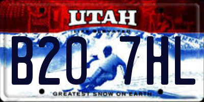 UT license plate B207HL