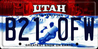 UT license plate B210FW