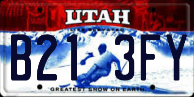 UT license plate B213FY