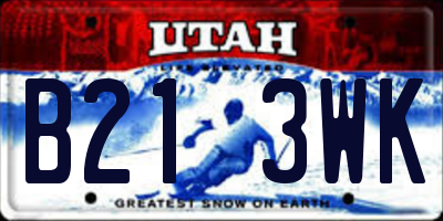 UT license plate B213WK