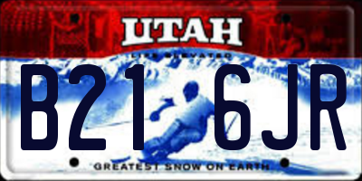 UT license plate B216JR