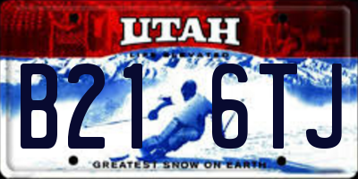 UT license plate B216TJ