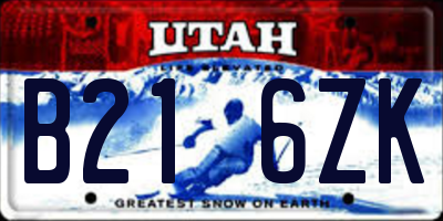 UT license plate B216ZK