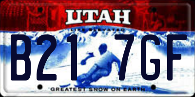 UT license plate B217GF