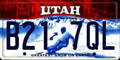 UT license plate B217QL