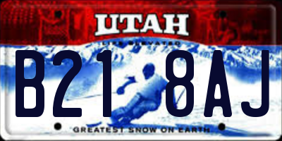 UT license plate B218AJ