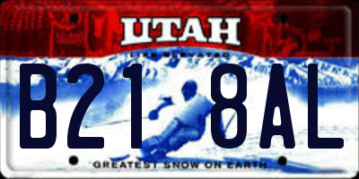 UT license plate B218AL