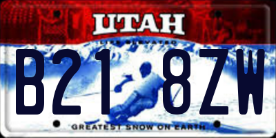 UT license plate B218ZW