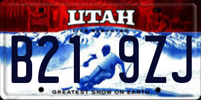 UT license plate B219ZJ