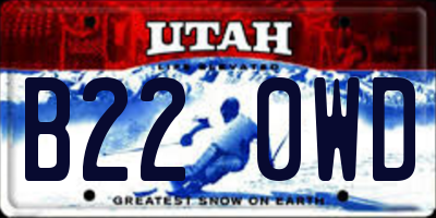 UT license plate B220WD