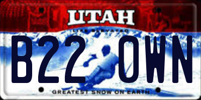 UT license plate B220WN