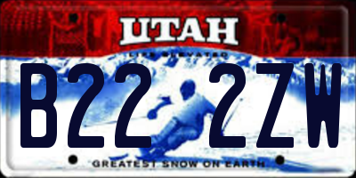 UT license plate B222ZW