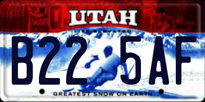 UT license plate B225AF