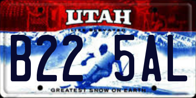 UT license plate B225AL