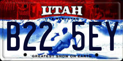 UT license plate B225EY