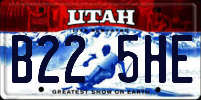 UT license plate B225HE