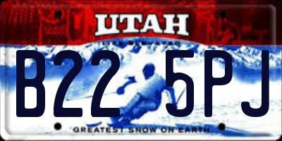 UT license plate B225PJ