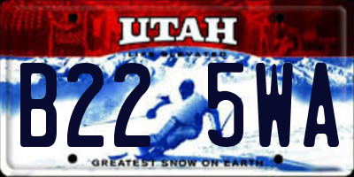 UT license plate B225WA