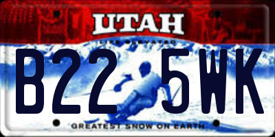 UT license plate B225WK