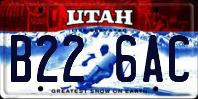 UT license plate B226AC