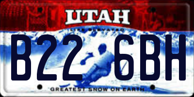 UT license plate B226BH