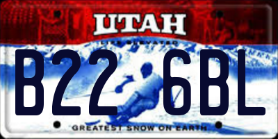 UT license plate B226BL