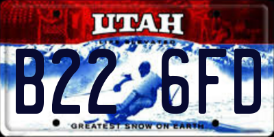 UT license plate B226FD