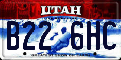 UT license plate B226HC