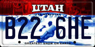UT license plate B226HE