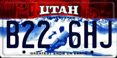 UT license plate B226HJ