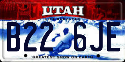 UT license plate B226JE