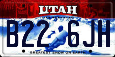 UT license plate B226JH