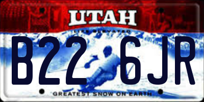 UT license plate B226JR