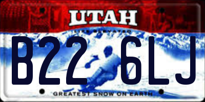 UT license plate B226LJ