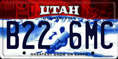 UT license plate B226MC
